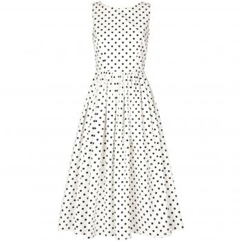Dolce & Gabbana Women's Dots Print Cotton Midi Dress in White | Size 40 | F6JHVTHS5R7HWZQN