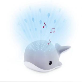 Proyector de Luz Wally la Ballena con Sensor de Llanto, Melodías Relajantes y Apagado Automático - Gris
