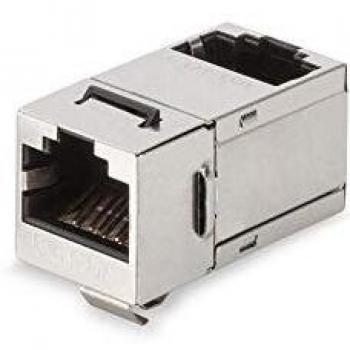 DIGITUS Acoplador Keystone Cat-6A Blindado - 2 tomas RJ45 - Acodado - 500 MHz 10GBase-T Clase-EA - Carcasa metálica