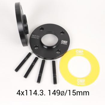 Set de 2 Separadores de Ruedas OMP de 15mm para Llantas de 4 Tornillos, OMP-Set de Separadores OMP 4 x 114, diámetro central 67,1 mm, ro