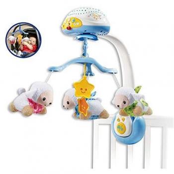 VTech - Móvil Proyector Cuenta Ovejitas, Juguete de Cuna para Bebé, Más de 70 Nanas, Canciones, Sonidos y Frases, Incluye Mando a Distancia