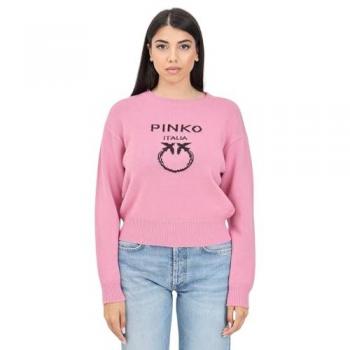 Pinko Women's Regular Fit Pink Logo Pullover Sweater, Size M