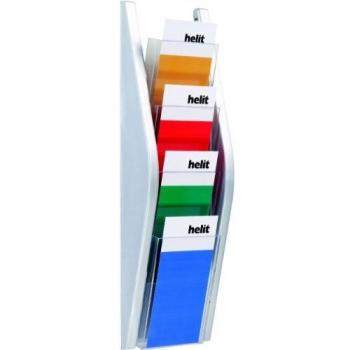 Soporte de Pared Helit 4 Compartimentos 1/3 A4 Plata