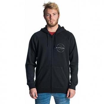 Rip Curl Authentic Fleece Hombre,Sweatjacket, Sudadera con Capucha y Cremallera,Black,M