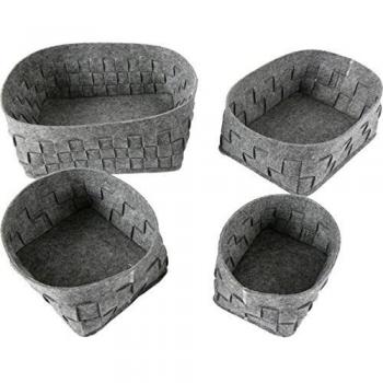 515092 Juego de 4 Almacenamiento Cesta De Fieltro Fieltro cesta cesta trenzado gris 26 x 21 cm