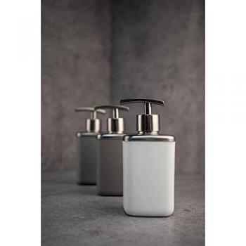 WENKO Dosificador de jabón Barcelona blanco - Dispensador de jabón líquido, absolutamente irrompible Capacidad: 0.37 l, Plástico