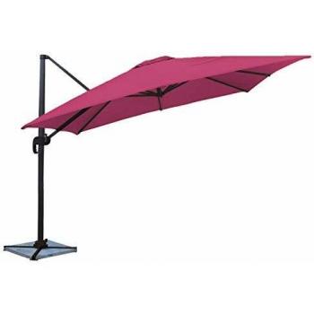 Sombrilla cuadrada de aluminio de 3x3m con tejido fucsia Happy Garden