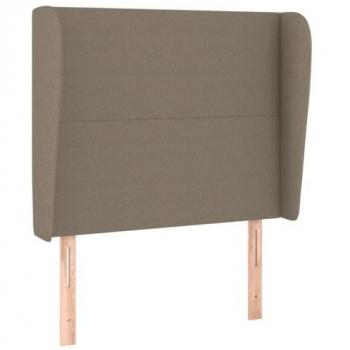 Cabecero con orejas de tela gris taupe 93x23x118/128 cm