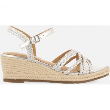 Sandalias de cuña de mujer de piel con tiras trenzadas