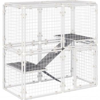 Pawhut Valla Metálica para Mascotas 68x68x2,5 cm Blanco