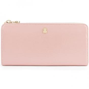 Billetera mediana Tous Dorp Antique en color rosa con cierre de cremallera