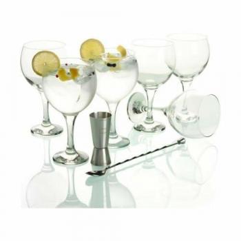 Set de 6 Copas para Gin Tonic LAV, 6 Copas de Balón, 1 Vaso Dosificador, 1 Cuchara Mezcladora y Recetario