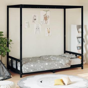 Estructura de cama para niños madera de pino negro 90x200 cm