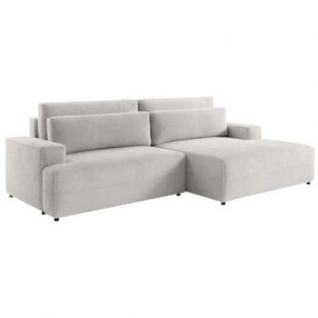 Sofá rinconera derecho convertible de tela texturizada beige BREGLIO