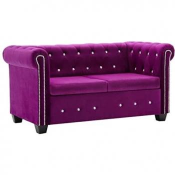 vidaXL Chesterfield Sofá de 2 Plazas Terciopelo 146x75x72cm Morado Mobiliario