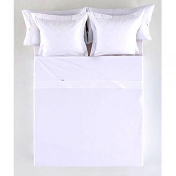 ESTELIA - Sábana encimera satén, Color Blanco - Cama de 135 cm. - 100% Algodón - 300 Hilos