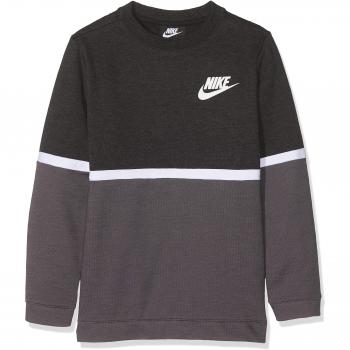 Nike B NSW LS Crew Advance Long Sleeved t-Shirt, Niños, Black/Gunsmoke White, XS
