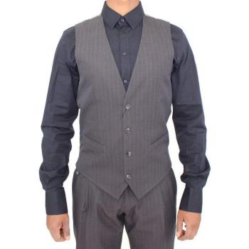 Dolce & Gabbana Gray Striped Formal Dress Vest - IT46 | S