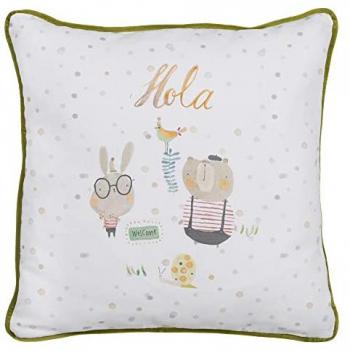 Cojín Infantil de Animales Verde 45 x 45 cm 100 % Algodón Natural con Relleno