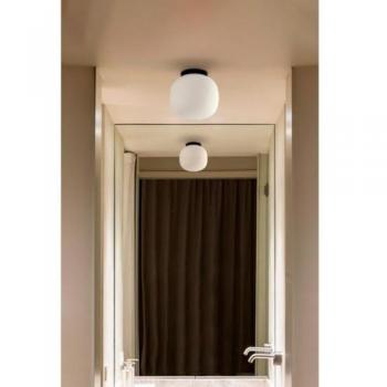 Lámpara de Techo para Baño Amelia, Negro/Opal, Cristal, Ø 21,5 cm