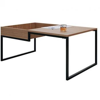 Mesa de centro Manteca 100, MDF negro, angular, 105 x 66 x 45 cm