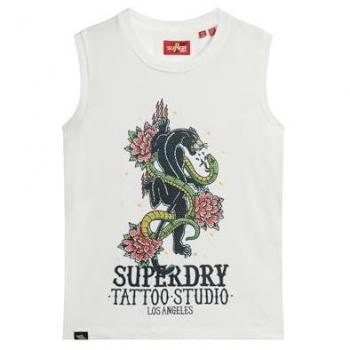 Camiseta Sin Mangas Tattoo con Strass Superdry Ecru Talla XS