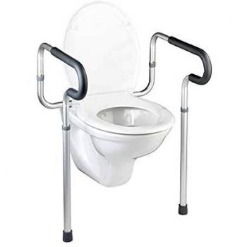 WENKO Barra de seguridad para el WC Secura, Aluminio, 55.5-63.5 x 71-81.5 x 48 cm, Aluminio
