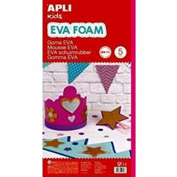 APLI Kids - Bolsa goma EVA rosa fucsia, 400x600x2mm 5 hojas