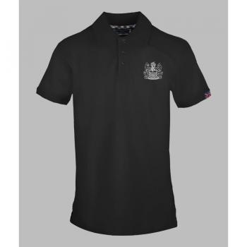 Aquascutum Men's Branded Sleeve Black Polo Shirt - Size Small