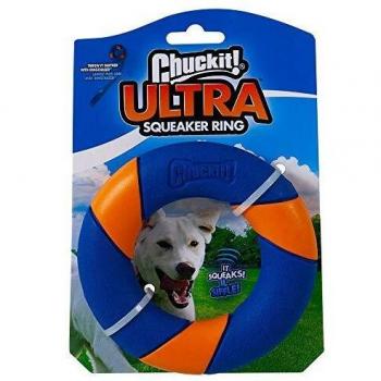 Juguete Interactivo para Perro Chuckit! Anillo Ultra Squeaker de Goma Resistente con Sonido