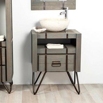 Mueble para cuarto de baño Wanda Collection de mindi y metal 60 cm gris
