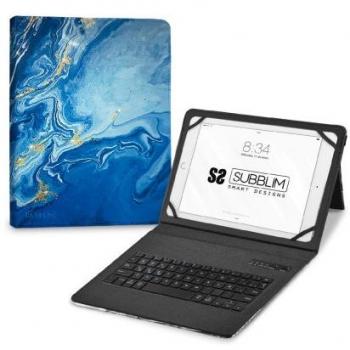 Subblim Keytab Pro Funda con Teclado Bluetooth para Tablets de 9-11 Mármol Azul