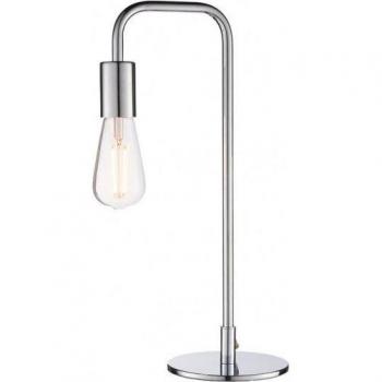 Lámpara de mesa Rubens con 1 luz, placa de acero cromada, casquillo E27