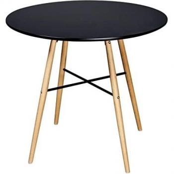 vidaXL Mesa de Salón Comedor Cocina Forma de MDF y Madera Haya Negra Mate