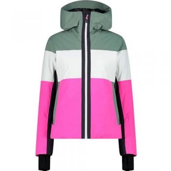 CMP Women's Waterproof Ski Jacket with Fixed Hood in Fuchsia Pink and White - XS
