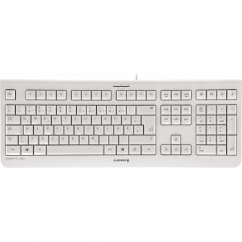 Teclado USB Con Cable CHERRY KC 1000 QWERTY Inglés UK Gris Claro, Diseño Plano, Teclas Silenciosas