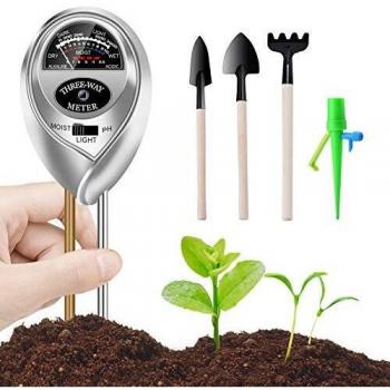 WANFEI Medidor de Suelos, 3 En 1 Monitor Plantas Inteligente Probador de Suelos Monitorea Los Nivele de Humedad/Luz/PH, Higrómetro de Monitor de Agua de Suelo para Planta/Jardín/Granjas
