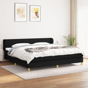 Cama box spring con colchón de tela negro 200x200 cm
