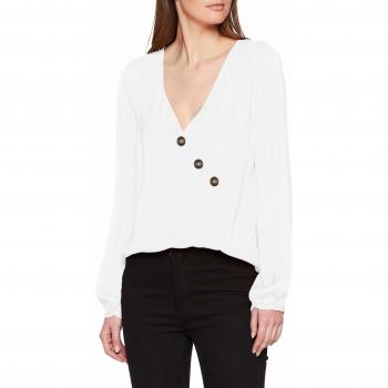 Vila Clothes Viallia L/s Button Top TB/ki, Camisa Manga Larga para Mujer, Blanco Cloud Dancer, 42