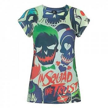 Camiseta sublimada multicolor para mujer In Squad We Trust de Suicide Squad, tamaño XL
