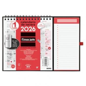 Calendario Espiral Magnético 2026 con Bloc Notas Neutro - Mes Vista 140x150 mm Finocam