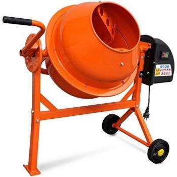 Hormigonera naranja eléctrica de acero, 63 litros, 220 V