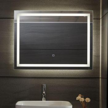 Espejo de baño LED Aquamarin Nova - 80 x 60 cm, Antivaho, Regulable, Clase de Eficiencia Energética A++, Ahorro de Energía, Función de Memoria