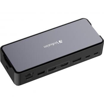 Verbatim 15-in-1 USB-C Pro Docking Station with SSD Enclosure, Wired USB 3.2 Gen 1 (3.1 Gen 1) Type-C, Black Grey