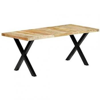 vidaXL Madera Maciza Mango Mesa de Comedor Mobiliario Casa Hogar Diseño Elegante Moderna Estable Práctica Decorativa Duradera Robusta 180x90x76cm