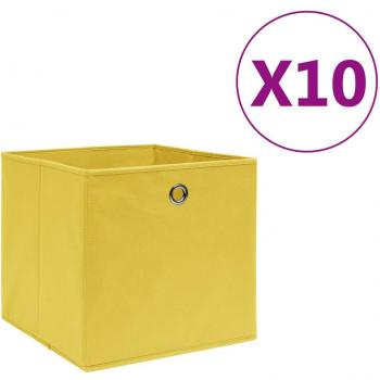 Cajas de almacenaje textil no tejido 10 uds 28x28x28 cm color amarillo Vidaxl