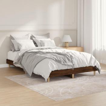 Cama de madera contrachapada marrón roble 120x190 cm sin colchón