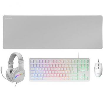 Mars Gaming MCP-RGB3 Combo Gaming Teclado FRGB + Ratón + Auriculares + Alfombrilla Blanco Francés