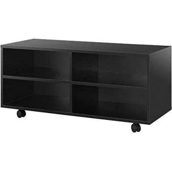 Mueble de TV con Ruedas Barkarö 90 x 35 x 41 cm - Negro, Aglomerado, 4 Compartimentos, Capacidad Máxima 15 kg