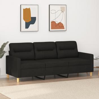 Sofá 3 plazas de tela negro 180 cm